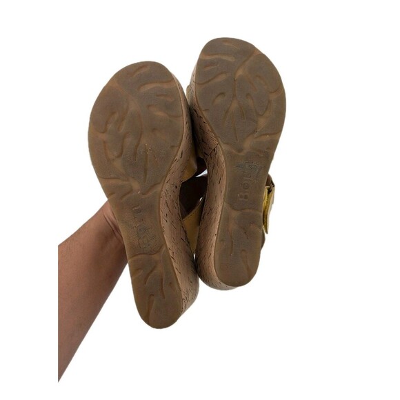 Born Yellow Leather Platform Mae Strappy Sandals Cork Wedge Heel Women's sz 6M - Picture 11 of 12